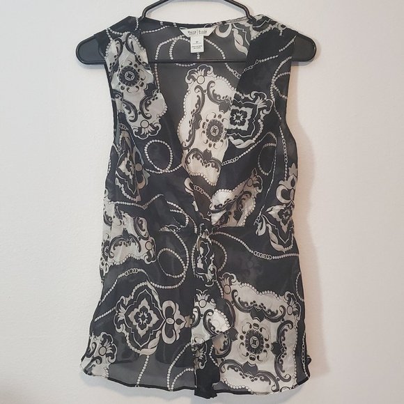 White House black market (medium black and white sheer top) - Picture 1 of 10